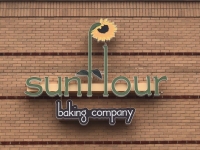 Sunflour Baking Co. - Channel Letter Sign with Lightbox Tagline