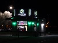 Clutch Coffee Bar - Signage at Night!