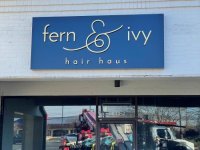 Pan Sign with Acrylic Dimensional Graphics for Fern & Ivy Hair Haus of Charlotte