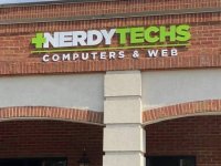Painted Acrylic Sign for Nerdy Techs of Charlotte