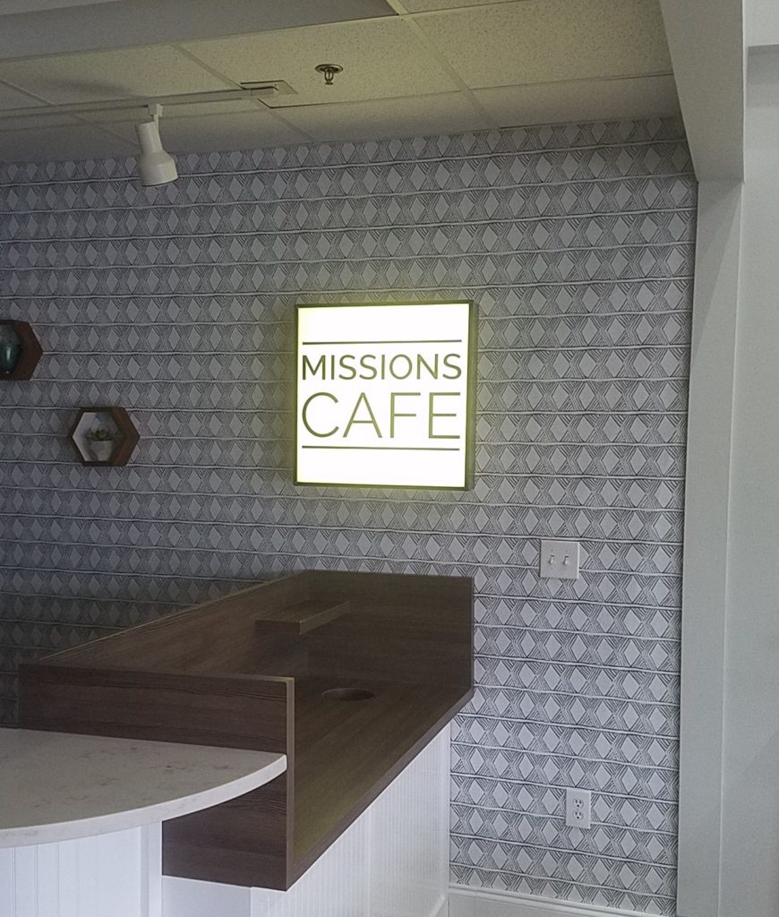 Interior Feature Wall Sign for First Baptist Matthews / Missions Cafe