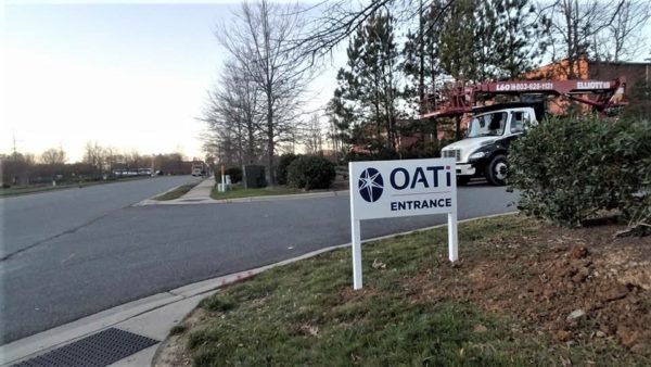 OATi Post and Panel Streetside Sign with Vinyl Print Graphics