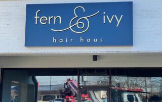 Pan Sign with Acrylic Dimensional Graphics for Fern & Ivy Hair Haus of Charlotte