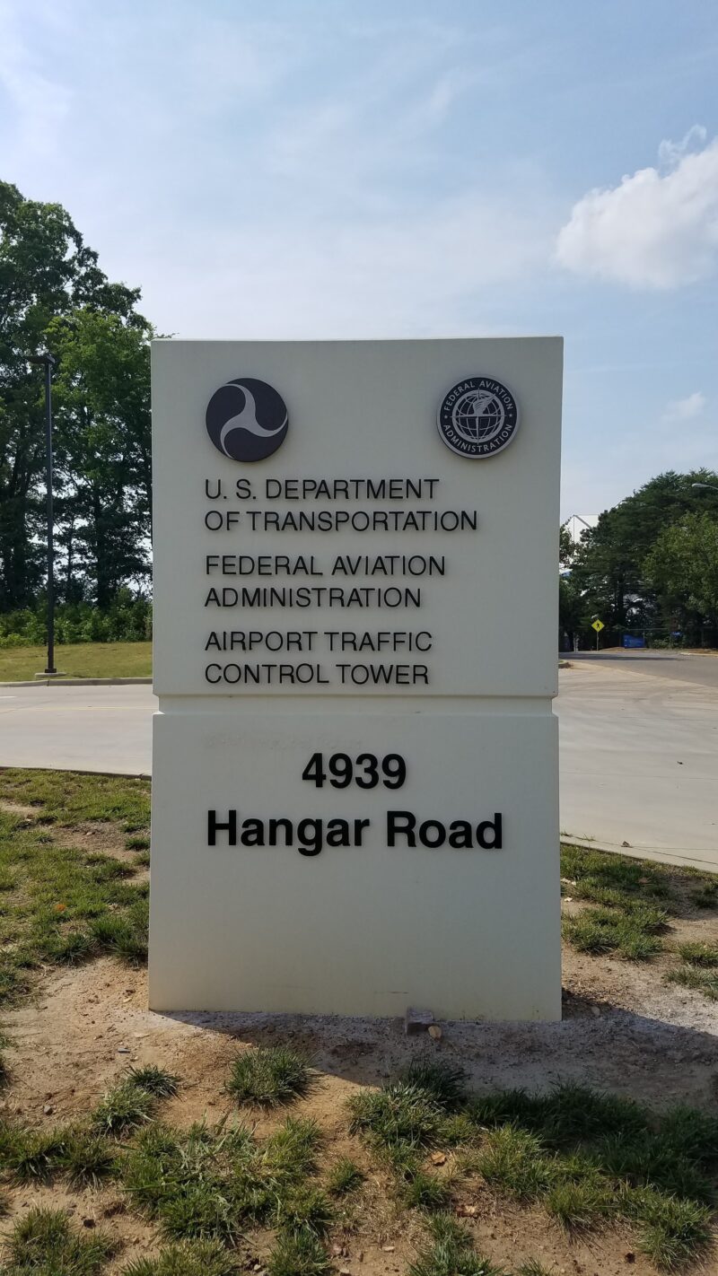 '4939 Hangar Road' Aluminum Letters for existing Monument Sign at FAA of Charlotte