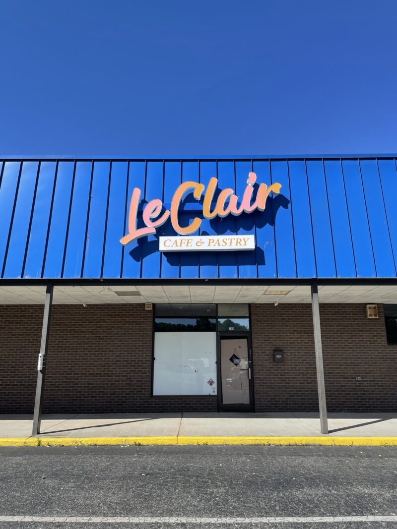 LED Channel Letter Sign with Light Box Tagline for LeClair Café of Mt. Holly, NC