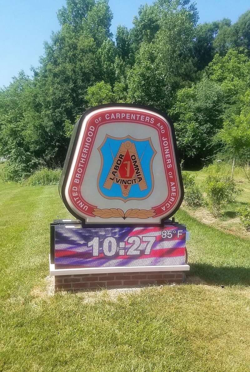 United Brotherhood of Carpenters - Monument Sign with Brick Base & LED Message Board