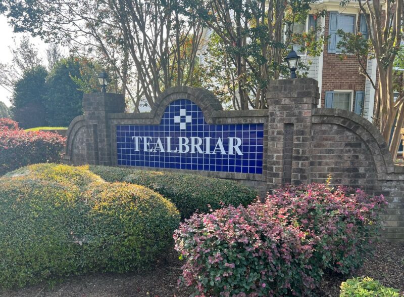 Replacement Brushed Aluminum Letters for [Existing Monument at] Tealbriar Neighborhood of Charlotte --- JC Signs 2022