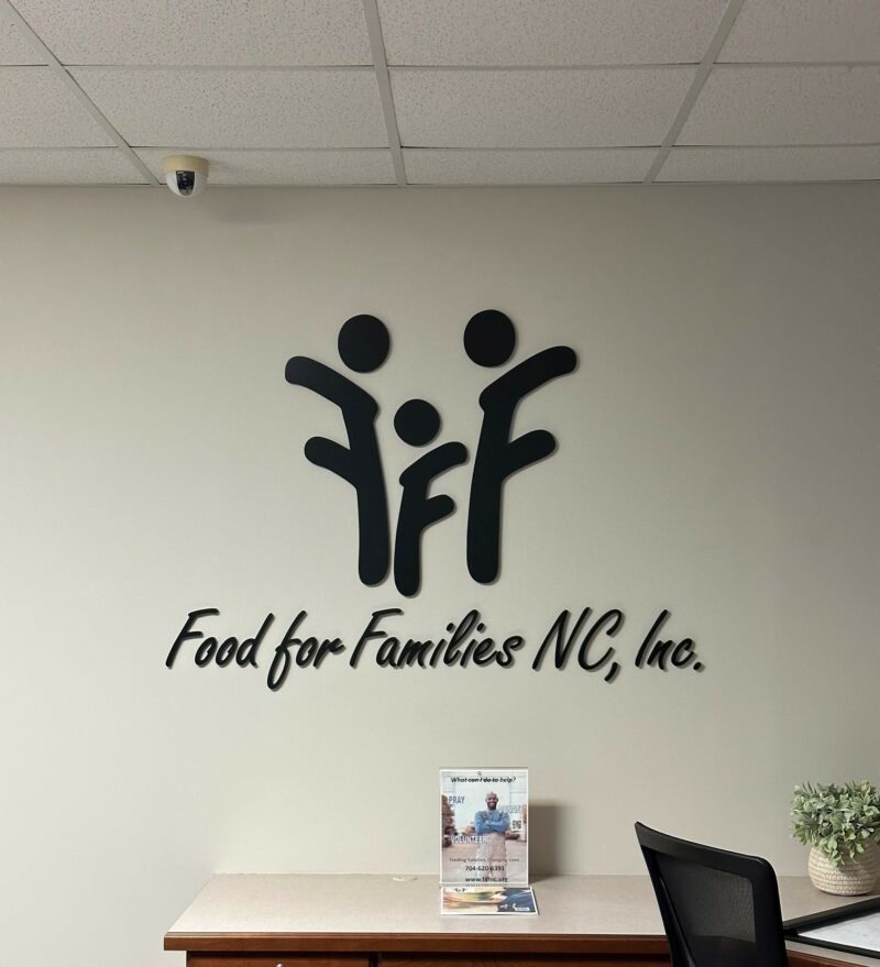 Feature Wall Sign for ‘Food for Families’ of Indian Trail NC (JC Signs 2023)