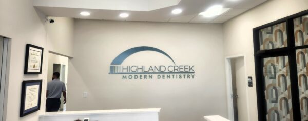 Interior Lobby Sign for Highland Creek Modern Dentristry of Huntersville, NC – JC Signs 2023