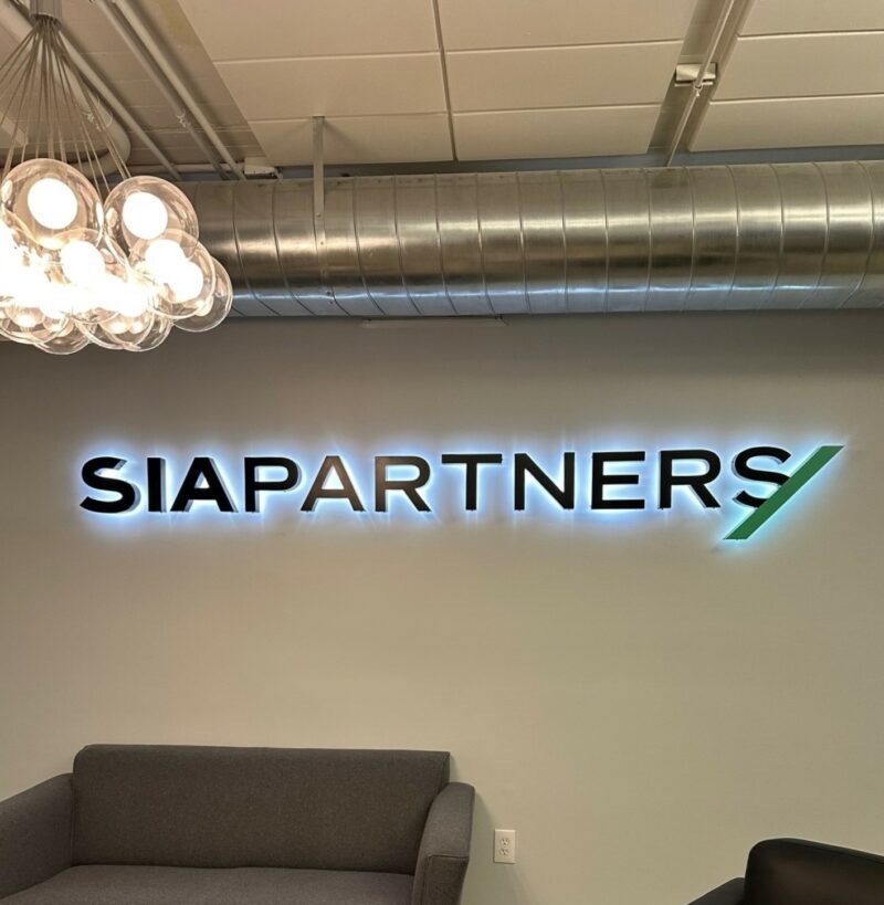 Halo-Lit Interior Wall Sign for SIA Partners of Charlotte - JC Signs 2023